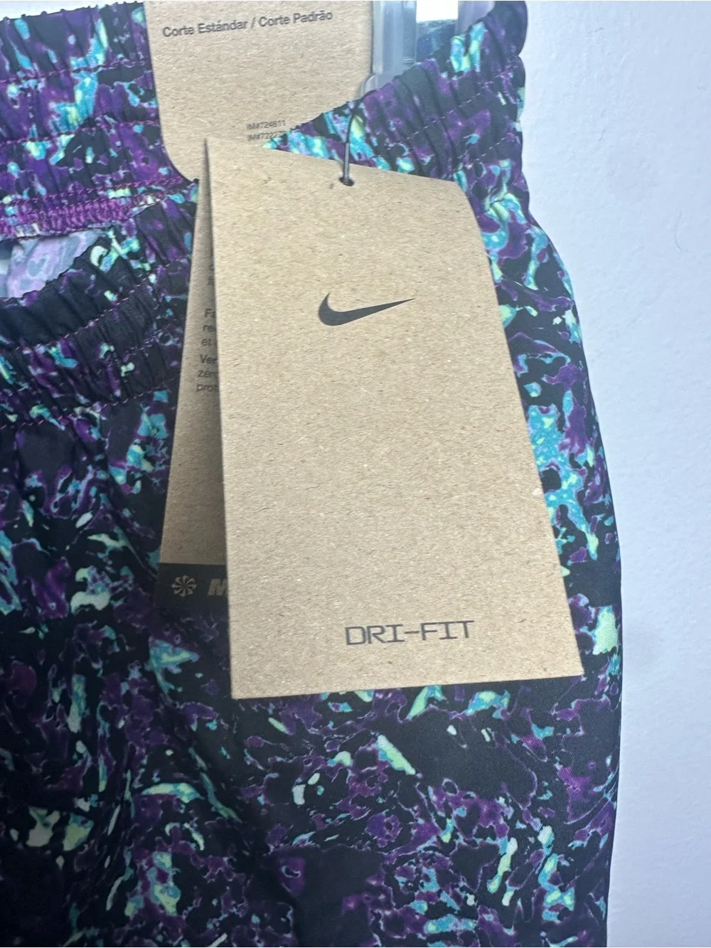 Nike Girls Abstract Print Athletic Shorts - Purple & Aqua Size Large 14-16 NWT